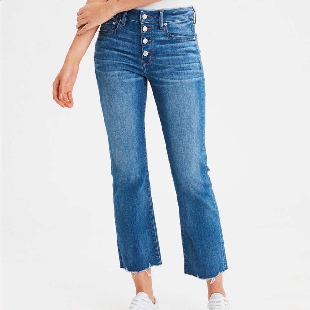 AEO high waisted cropped flare jeans